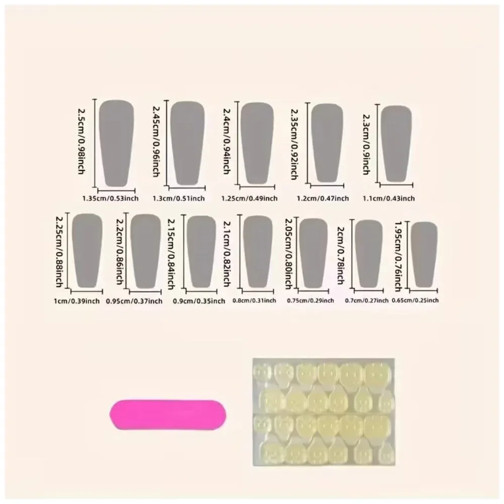 NWT Custom Ballet Mid Length Ladybug Press On Nails Floral 24 Pcs Set